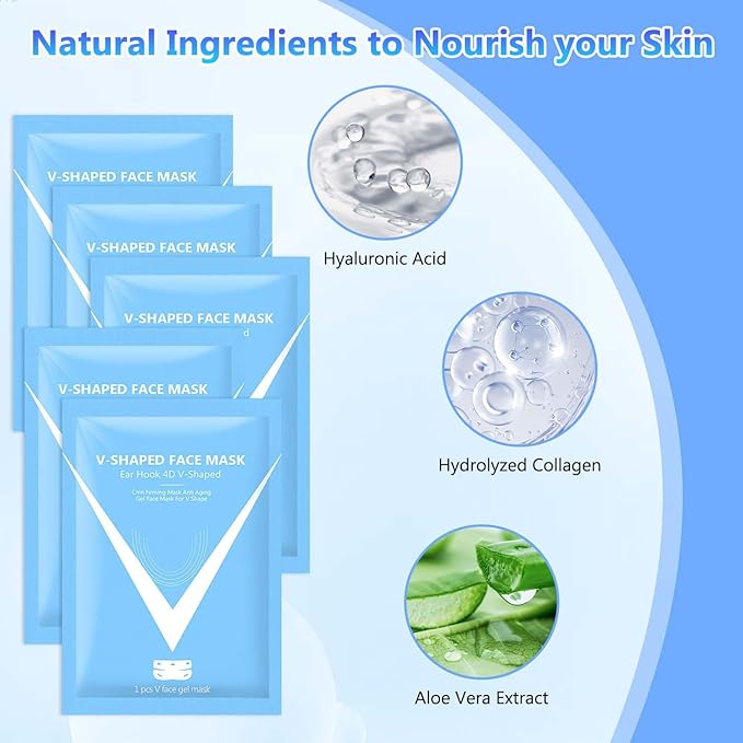 5PCS Bloskin Double Chin Mask Reusable,Bloskin Lifting Face Mask,Bloskin Double Chin Mask, Bloskin Lift,V Line Lifting Mask for All Skin Types,V Shape Face Lift Mask for Lifting and Firming the Face