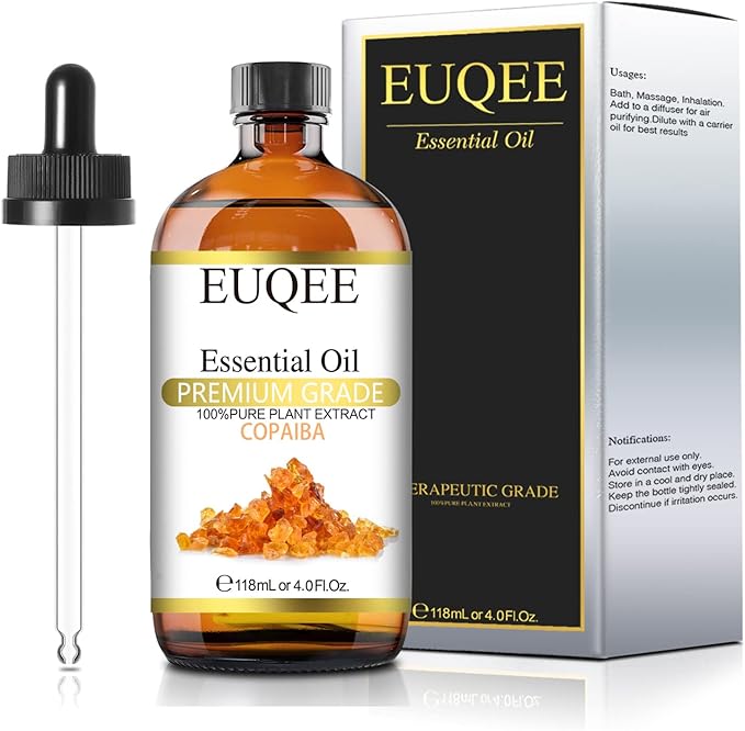 Copaiba Essential Oil 118 ml Pure Copaiba Oil Essential Oil with Dropper for Diffusers, DIY Soap, Candle Making, Aromatherapy (4fl oz)
