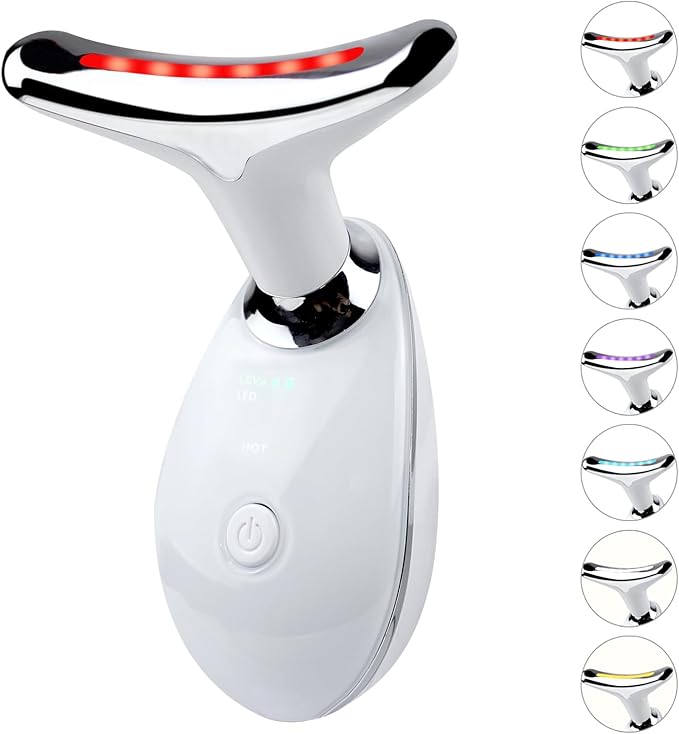 Face and Neck Massager,7 Color Multifunctional Facial Skin Care Tools, Led Face and Neck Beauty Device for Home Use