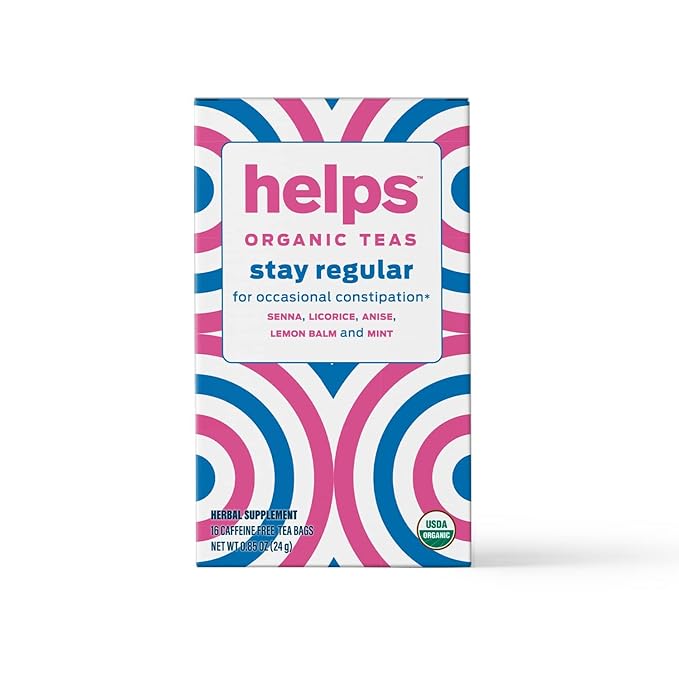 HELPS TEAS | Helps Stay Regular Tea | Organic Blend of Senna, Licorice, Anise, Lemon Balm and Mint. Relieves Occasional Constipation | Laxative and Draining Effect | Pack of 3