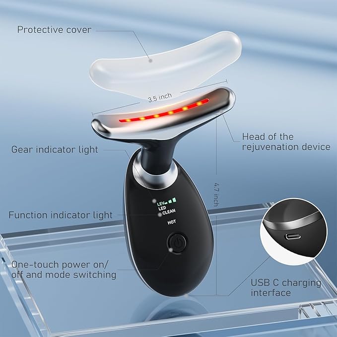 Face Neck Tool for Skin Care, Electric Neck Face Lifting Device for Wrinkle Removal (Black)