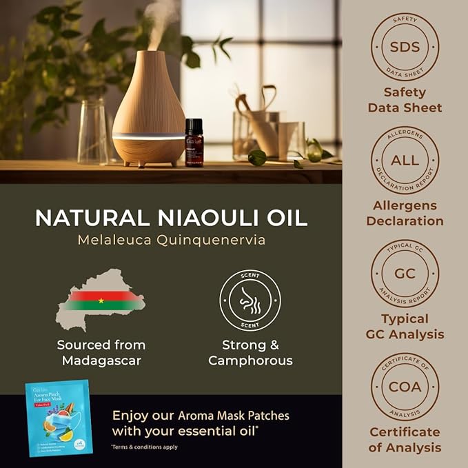 Gya Labs Niaouli Essential Oil for Diffuser - 0.34 Fl Oz - 100% Pure Natural Niaouli Oil for Skin, Aromatherapy Candle Making - Fresh Earthy & Camphorous Scent