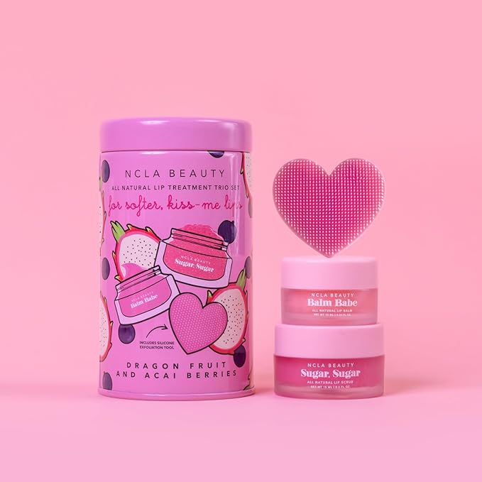 NCLA - Lip Care Set + Lip Scrubber | Clean, Natural, Non-Toxic Beauty (Dragon Fruit + Acai Berry)