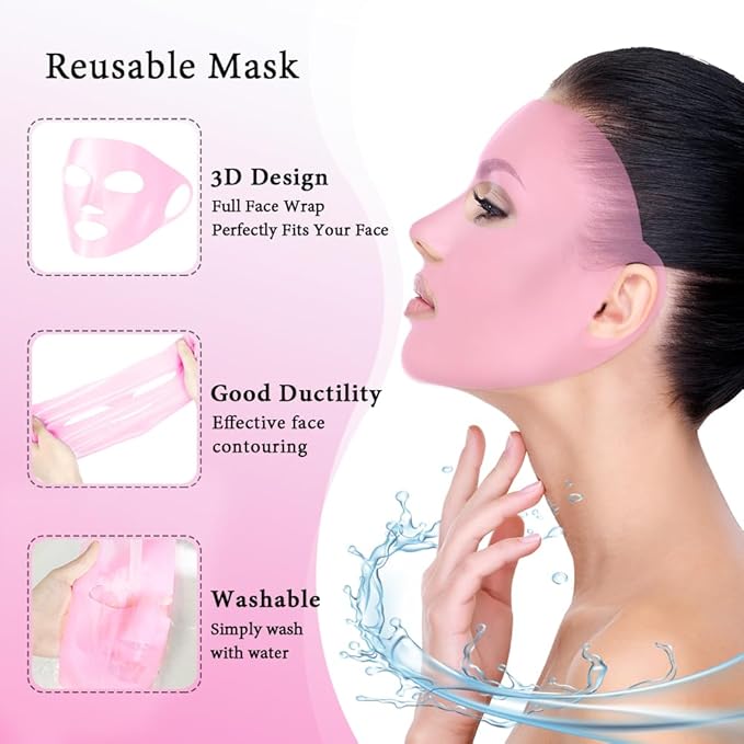 Cooling Eye Mask Face Mask and Eye Ice Roller Silicone Mask Covers 5Pack Beauty Skin Care Tools Set, Eye Mask for Dry Eyes Face Depuffer Wrinkles and Lifting