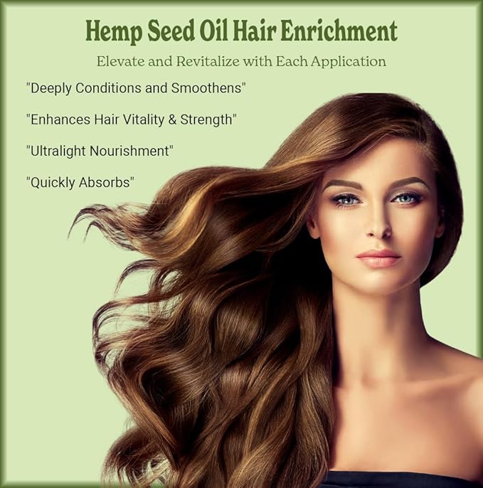 Natural Born Oils Hemp Seed Oil, 16oz, Organic, Cold-Pressed, Nutrient-Rich, Deep Skin Moisturizer, Hair Health Booster