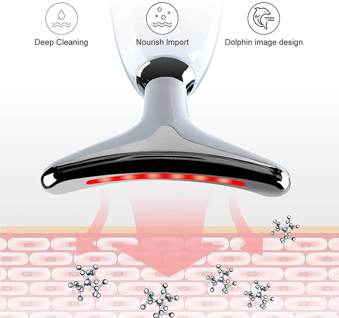 Face and Neck Massager,7 Color Multifunctional Facial Skin Care Tools, Led Face and Neck Beauty Device for Home Use