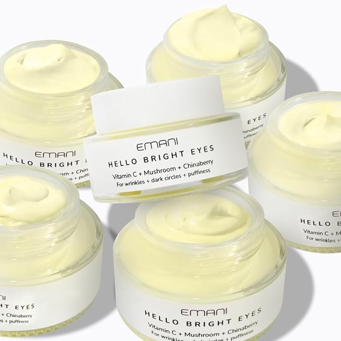 Emani Hello Bright Eyes - Vitamin C Super Eye Cream - Caffeine and Turmeric, Anti-Aging Eye Cream for Dark Circles, Puffiness, Wrinkles, Firming, Hydrating & Smoothing - Reduce Fine Lines 1 oz 30ml