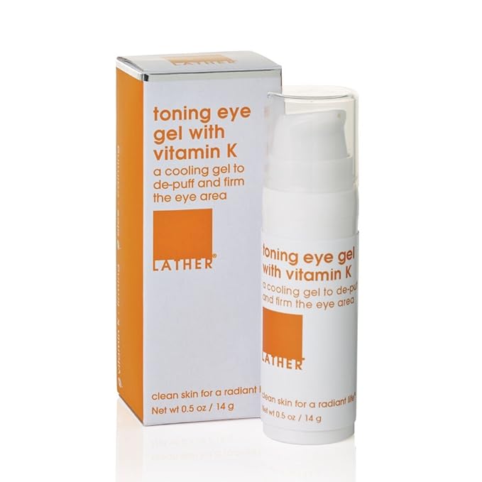 LATHER Toning Eye Gel With Peptides - Hydrating Under-Eye Gel - Cool & Firm Puffy Eyes, Under Eye Bags, Crows Feet & Dark Circles - 0.5 Fl Oz