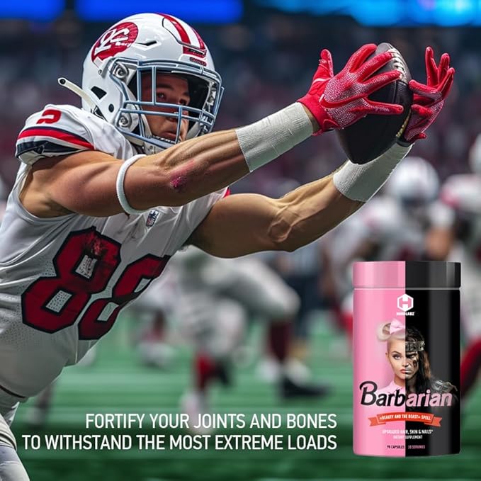 Barbarian ā Extra Strength Unisex Collagen Peptides for Healthy Hair, Skin, Nails; Joints and Bones Support; Upgraded with Hyaluronic Acid, Biotin, Chondroitin and Vitamin C, 90 Capsules