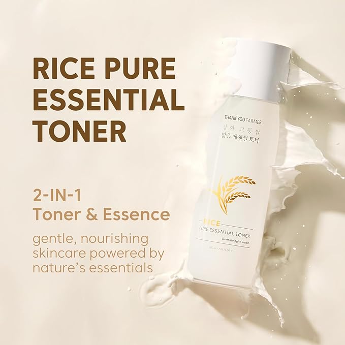THANKYOU FARMER Rice Pure Toner β Hydrating K-Beauty Face Milk with Niacinamide & Centella β Vegan Korean Skincare for Men & Women, All Ages β Natural Toner for Dry, Sensitive Skin (7.03 oz)