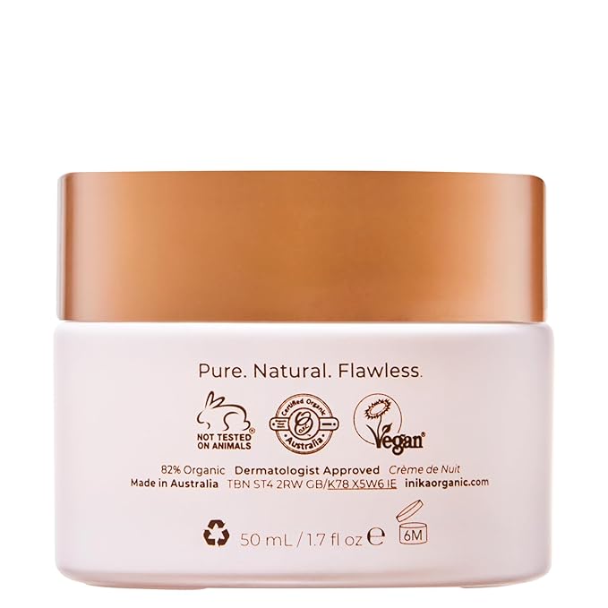 INIKA Organic Phytofuse Renew™ Night Cream | Nourishing Anti-Aging overnight skin repair cream with Natural and Vegan ingredients 50 ml