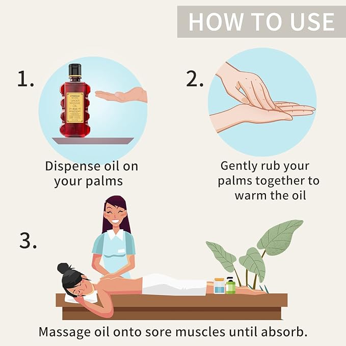 Ginger Massage Oil for Relaxing Muscles Massage Oil for Massage Body Oil for Skin Moisturizing for Men and Women 8.8 oz