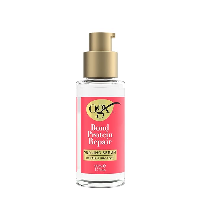 OGX Repair & Protect Bond Protein Repair Sealing Hair Serum, Sealing Hair Serum Helps Revitalize Damaged Hair for Softer, Smoother, & Stronger Hair, 1.7 fl. oz