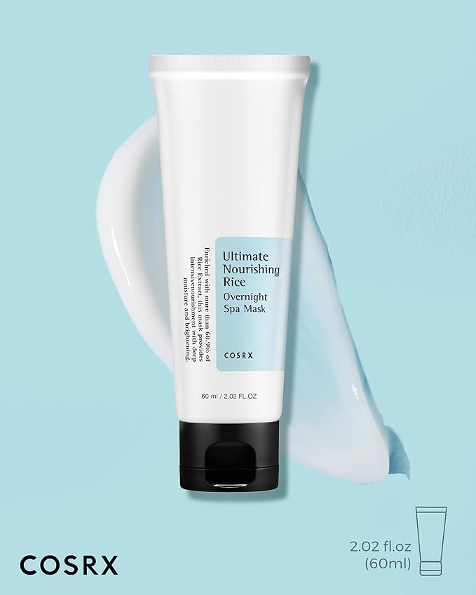 COSRX Ultimate Nourishing Rice Overnight Spa Mask, 60ml / 2.02 fl.oz | Rice Extract 68% and Niacinamide 2%, Korean Skin Care, Animal Testing Free, Paraben Free