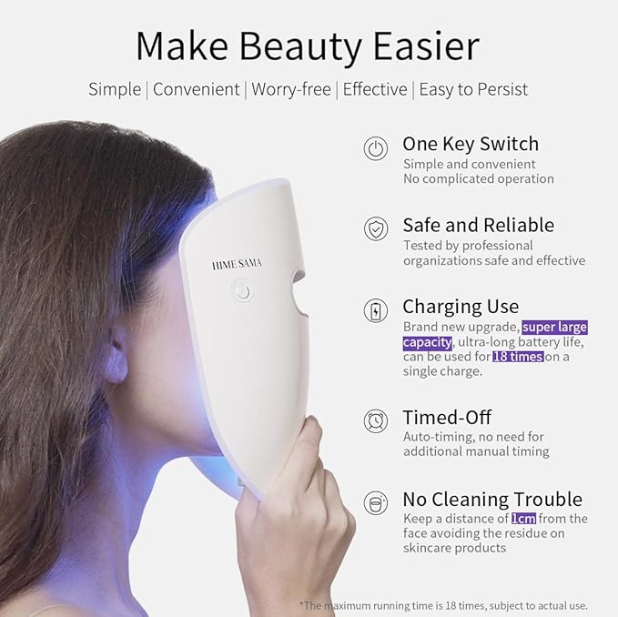 LED Face Mask, 8 Color LED Mask for Face Skin Care, FSA/HSA Eligible, Red Light Mask for Face, Infrared, Red & Blue Light Mask, Wrinkle Reduction, Wireless. (Miracle ACE RB-050)