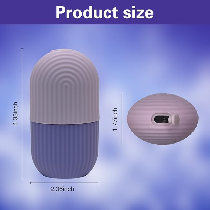 Ice Roller for Face,Silicone Facial Massage Ice Mold,Ice Cube Mold for Face Eye and Neck,Naturally Tone and Tighten Skin,de-puff Eye Bags,Reusable Beauty Ice Facial Roller for Woman Gift (Purple)