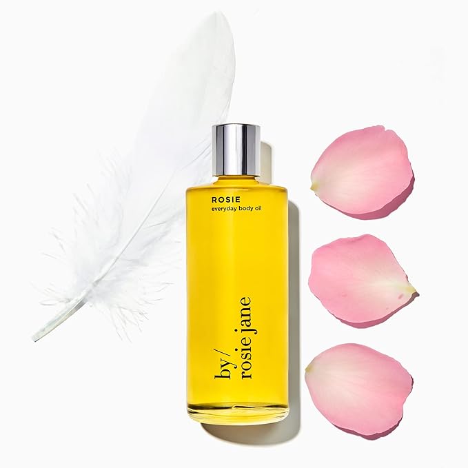 By Rosie Jane Everyday Body Oil (Rosie Fragrance) - Nude Musk & Sweet Rose Scented Body Care with Sunflower, Olive & Rosehip Seed Oil to Hydrate and Nourish Dry Skin (5 fl oz)