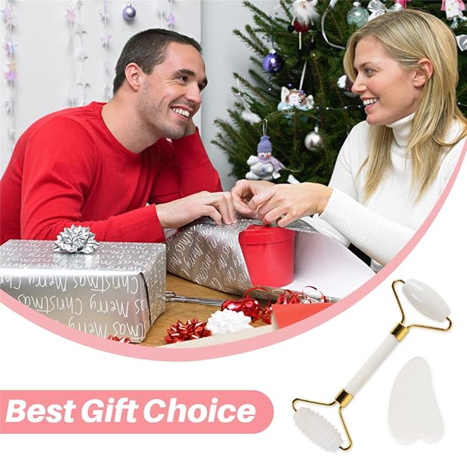 Jade Roller for Face and Gua Sha Set Face Roller,Facial Beauty Roller Skin Care Tools Massager for Face, Eyes,Forehead Neck, Body Muscle, Relaxing and Relieve Fine Lines and Wrinkles