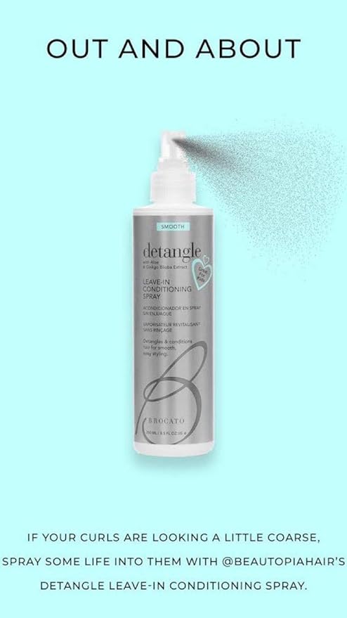 Brocato Detangle Leave In Conditioner Spray: Hair Detangler & Conditioning Spray for Women to Smooth Hair, Tame Frizz & Provide Sun & Heat Protection - Detangling Products for All Hair Types - 8.5 Oz