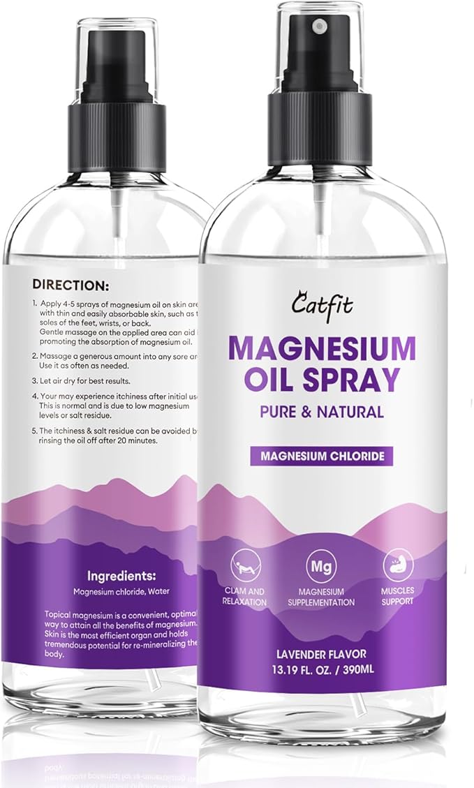 Magnesium Oil Spray - Pure & Natural Magnesium chloride Oil - Topical Magnesium Spray for Feet and Sleep, Soothing Muscles, Mood Support - High Absorption - Lavender Flavor 390ml(13.19 Oz)