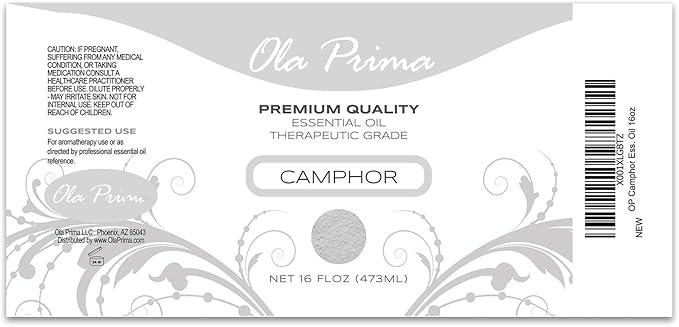 Ola Prima Camphor Essential Oil for Aromatherapy, Diffuser, Freshener (16 oz Bulk)