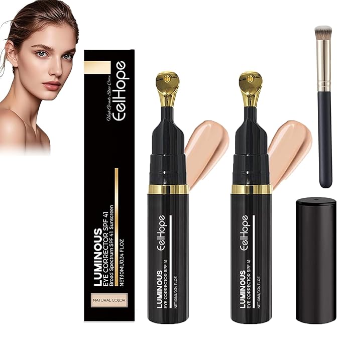 Luminous Eye Corrector,Luminous Eye Corrector Spf 41,Under Eye Color Corrector for Dark Circles,Peach Color Corrector, Anti-Aging Tinted Eye Cream (2pcs-Natural)