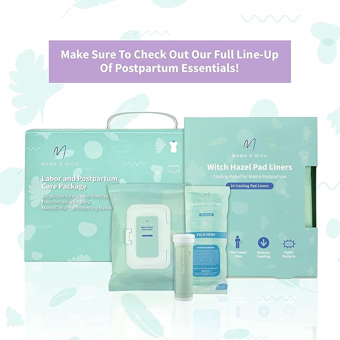 Mama & Wish Sitz Bath Tablets 1 Pack and Witch Hazel Foam + Pad Liners Bundle