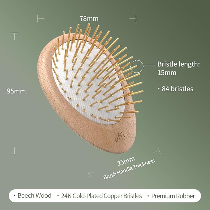 Uffy Acubrusher – 24K Gold-Plated Gua Sha Hair Brush - Ergonomic Scalp Massager for Dandruff & Hair Growth, Suitable for All Hair Types - Ideal Gift for Mom in Turquoise Blue