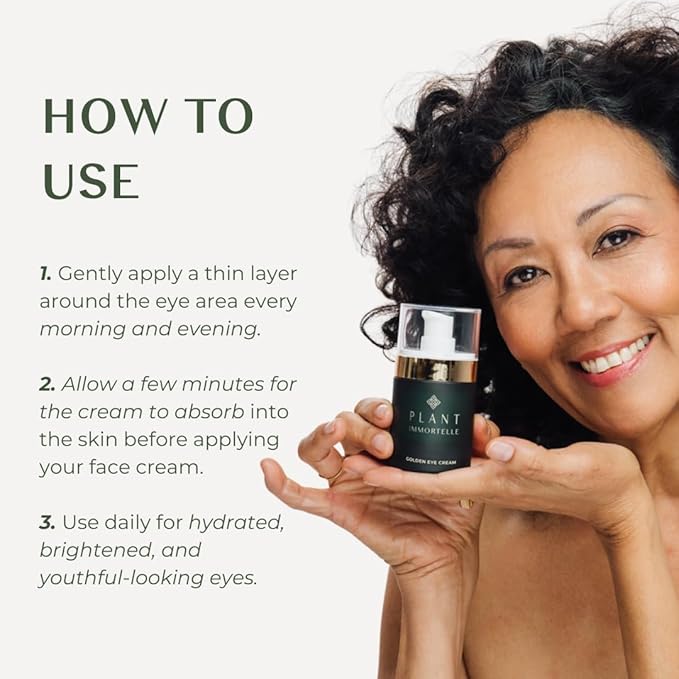 Golden Under Eye Cream - Hydrating Face Cream with Bakuchiol, Helichrysum Intensive Under Eye Renewal, Moisturizer Eye Cream Anti Aging Effect