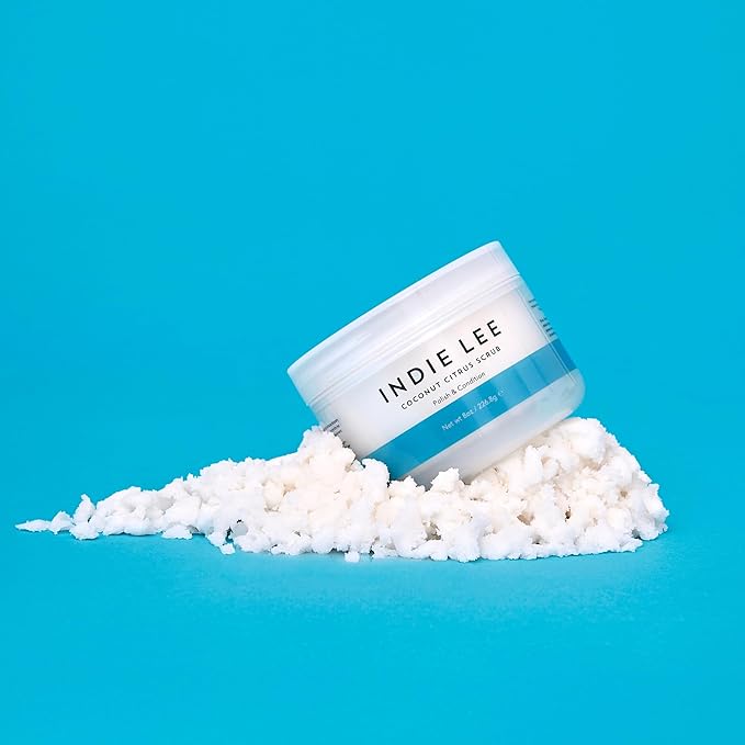Indie Lee Citrus & Coconut Body Scrub - Hydrating Body Exfoliator & Sugar Scrub with Coconut Oil + Jojoba Oil for Dry Skin - All Over Lemon, Vanilla & Lemongrass Exfoliating Scrub (8oz)