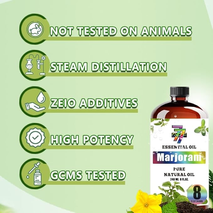 Marjoram Essential Oil (8 oz/240 ml) - Marjoram Oils Used in diffusers, humidifiers, Home Baths, Cleaning Products, Yoga, DIY Soaps and DIY Scented Candles