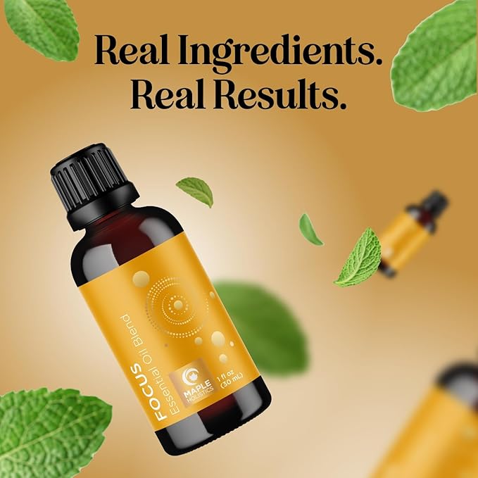 Focus Essential Oil Blend for Diffusers - Citrus and Mint Essential Oils Blend for Energy Focus and Attention Support - Essential Oil for Focus with Aromatherapy Oils for Diffusers and Humidifiers