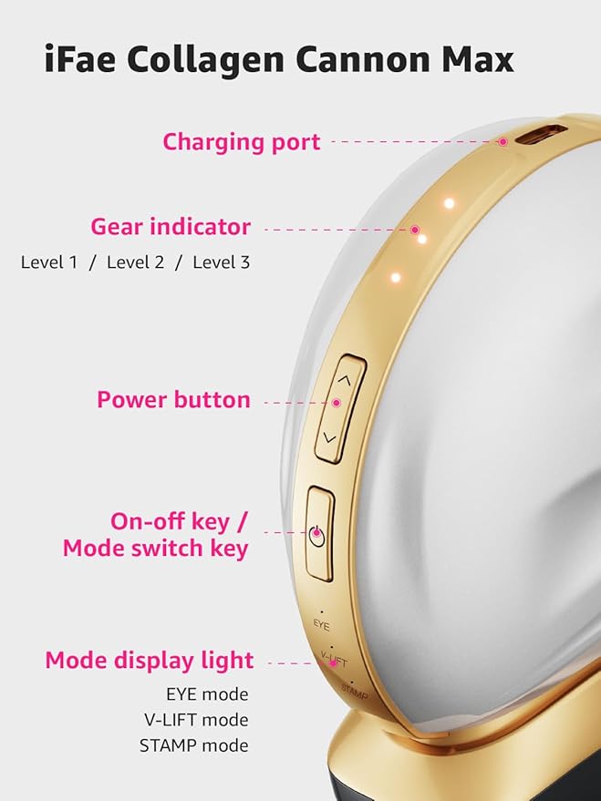 Microcurrent Facial Device Face Lift: iFae 3 in 1 Light Therapy for Face, Portable Face Lift Device for 90 Seconds Lifting, Tightening, Skin Rejuvenation Anti-Aging Wrinkle Skin Salon at Home White