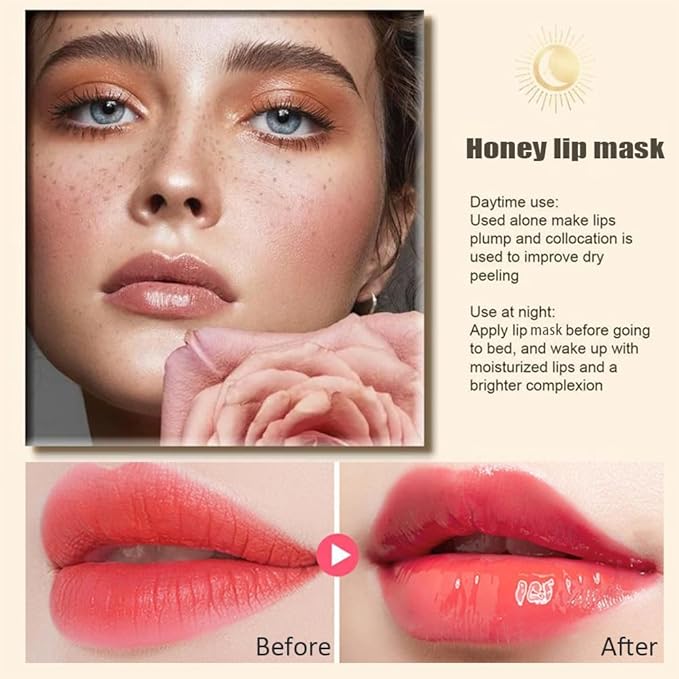 5PCS Bee Lip Balm Honey Pot,Honey&Strawberry&Watermelon&Cherry&Apple Lip Mask Overnight Propolis Moisturizing Lip Balm Hydrating Prevention Dry and Crack Lip Scrubs Exfoliator Lip Wrinkle Care