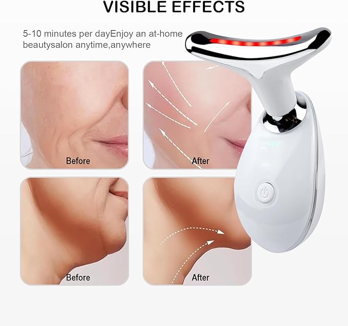 Face and Neck Massager,7 Color Multifunctional Facial Skin Care Tools, Led Face and Neck Beauty Device for Home Use