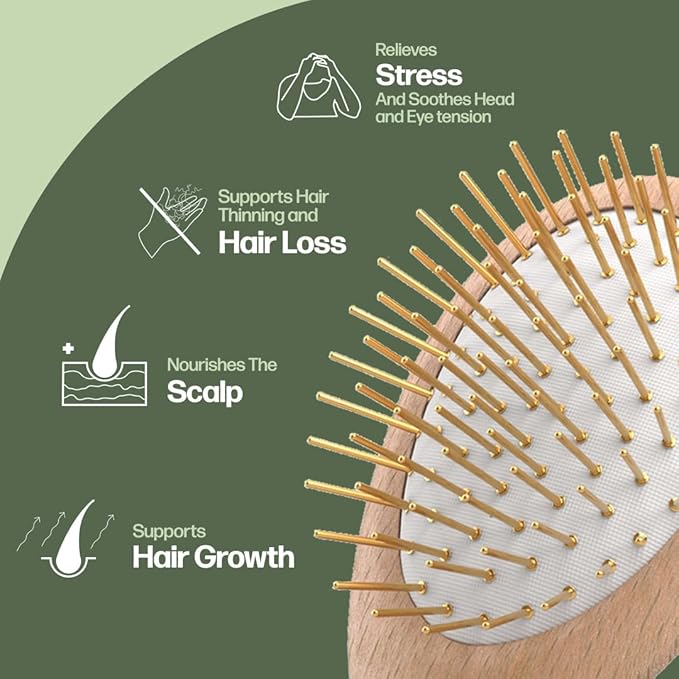 Uffy Acubrusher – 24K Gold-Plated Gua Sha Hair Brush | Ergonomic Scalp Massager for Dandruff & Hair Growth | For All Hair Types | Ideal Gift for Mom in Violet Purple