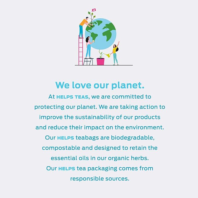 HELPS TEAS | Helps Relax Tea | Relaxing Organic herbal blend of Lemon Balm and Passionflower. Fights Anxiety To Rest Better and Helps You Unwind | 16 Tea Bags - Pack of 6 |