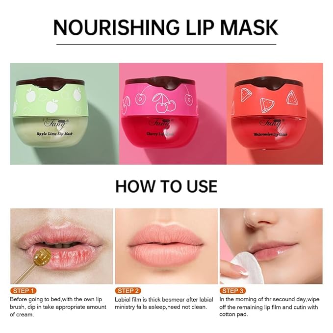 5PCS Bee Lip Balm Honey Pot,Mint&Juicy Peach&Watermelon&Cherry&Apple&Coconut Lip Mask Overnight Propolis Moisturizing Lip Balm Hydrating Prevention Dry and Crack Lip Scrubs Exfoliator Lip Wrinkle Care