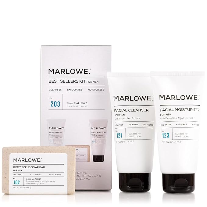Best Sellers Kit & Classic Mens Shampoo and Conditioner Set | Features Signature Body Scrub Soap Bar, Men's Facial Cleanser, Facial Moisturizer, Shampoo & Conditioner