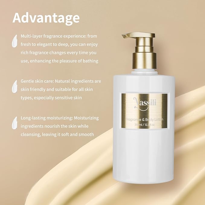 Body Lotion and Skin Tightening Cream for All Skin Types, Long-Lasting Aroma, Soothe and Smooth Bundle, Moisturizing Lotion for Dry Skin Relief (12.3 fl oz) -Sandalwood