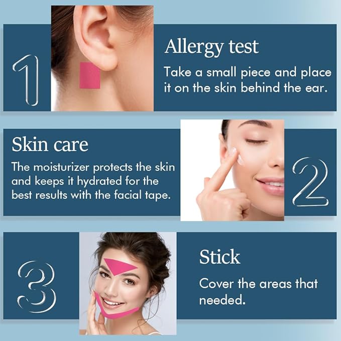 Face Tape for Wrinkles Facial Myofascial Lift Patches for All Parts of the Face and Neck, Forehead 11 Lines Nasolabial Folds Crow's Feet Necklines etc, 2.5 CM* 2 Rolls - Pink