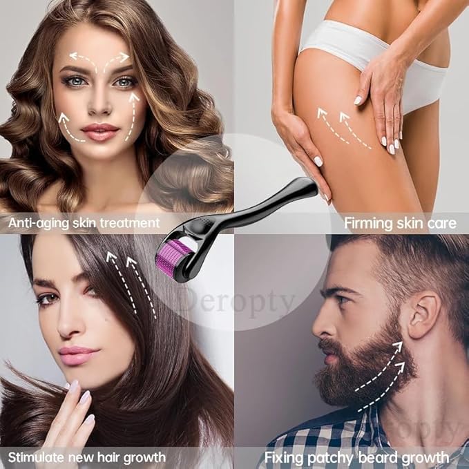 Derma Roller 1.0mm Microneedles Roller for Face, Scalp & Beard - Derma Roller, skin care Scalp Roller | Safe for Beginners | For Both Women & Men