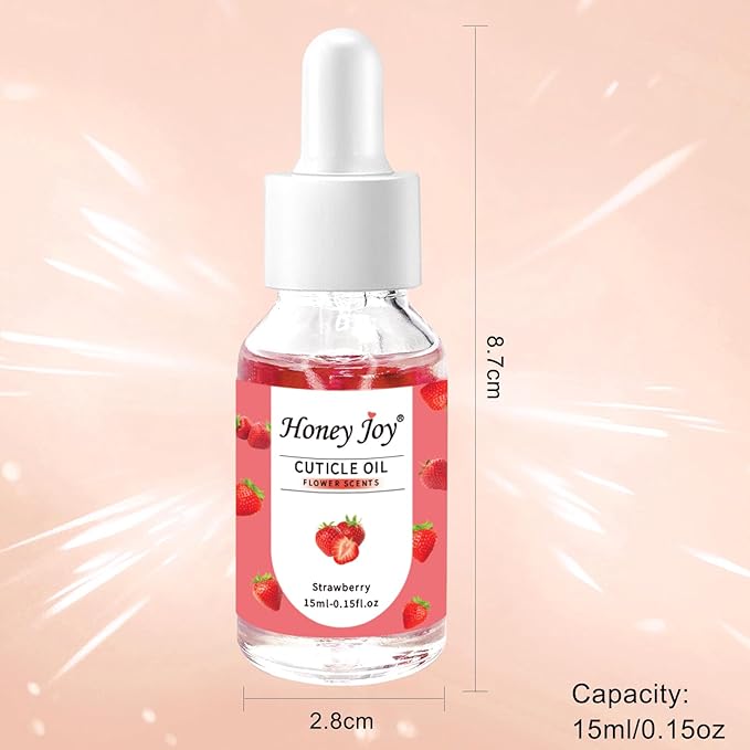 Honey Joy Cuticle Oil for Nails β Nail Oil Cuticle for Nail Care, Cutical Oil for Growth and Strength, Cuticle Oil for Nails, 0.5 fl. oz (Strawberry)