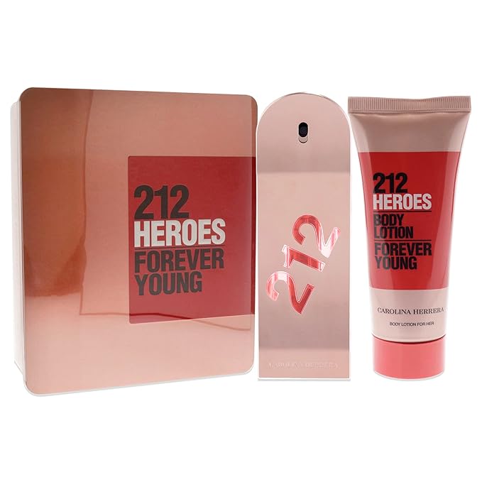 Carolina Herrera 212 Heroes Forever Young 2.7oz EDP Spray, 3.4oz Body Lotion Women 2 Pc Gift Set