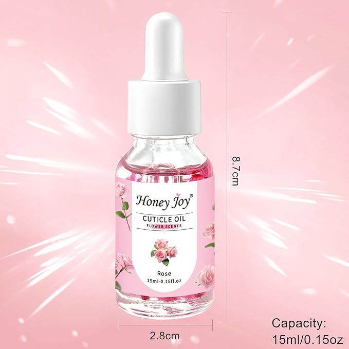 Honey Joy Cuticle Oil for Nails β Nail Oil Cuticle for Nail Care, Cuticle Nail Oil for Growth and Strength, Cuticle Oil for Nails, 0.5 fl. oz (Rose)