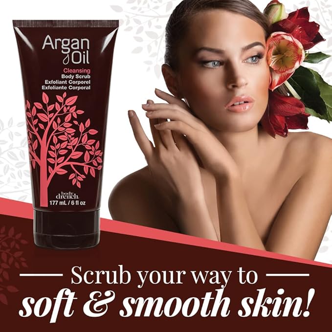 Body Drench Argan Oil Exfoliating Body Scrub – Deep Cleansing & Hydrating Skin Polish for Smooth, Radiant Skin, Removes Dead Skin Cells, 6 fl oz
