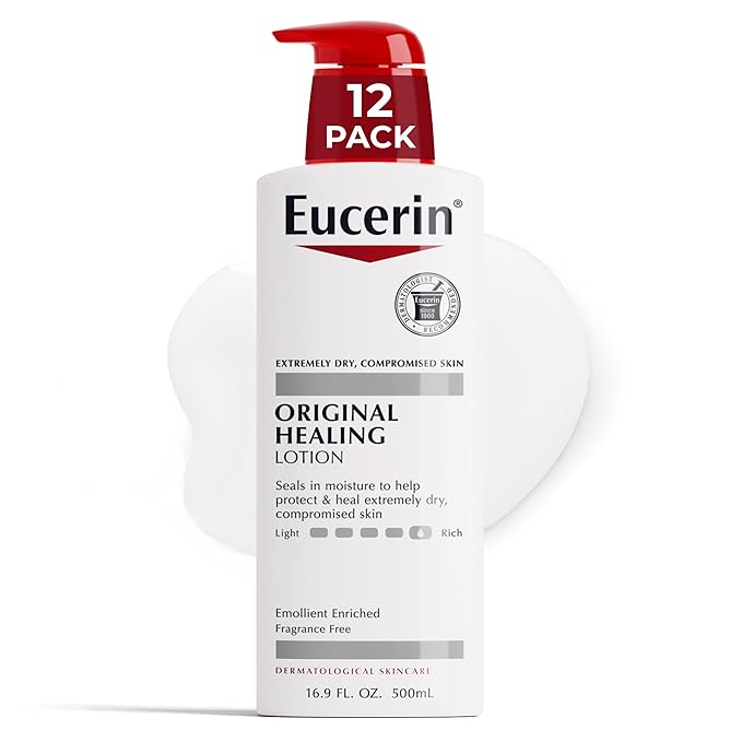 Eucerin Original Healing Rich Body Lotion, Body Lotion for Dry Skin, 16.9 Fl Oz Pump Bottle (Pack of 12)