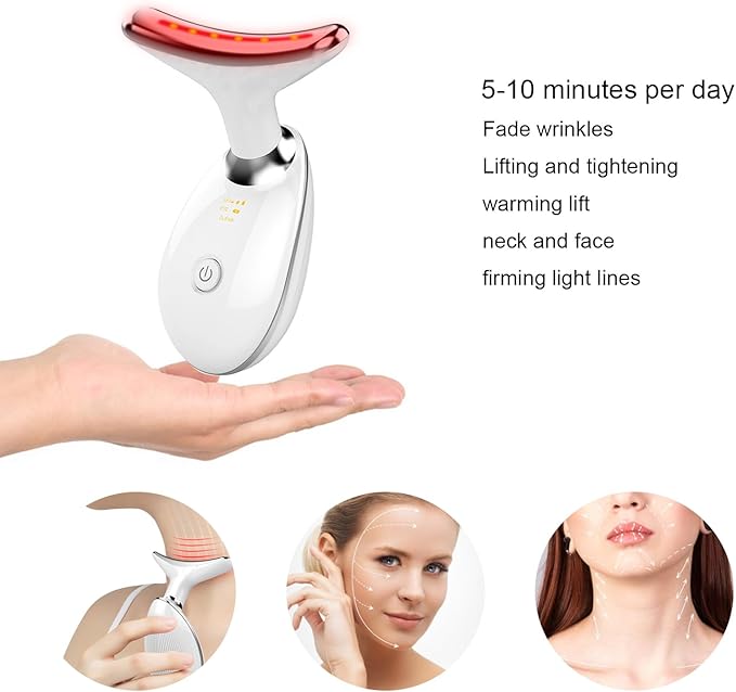 Facial and Neck Massager,7 Color Led light therapy for Face and Neck, Multifunctional Facial Skin Care Tools,Beauty Device for Home Use