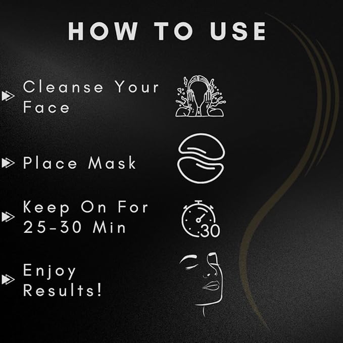 OMWAH Under Eye Mask for Face, Dark Circles and Puffiness, Beauty & Personal Care with Snail Mucin 24K Gold and Activated Charcoal Hydrogel Patches - 60 PCS (30 Pairs) (60 PCS)