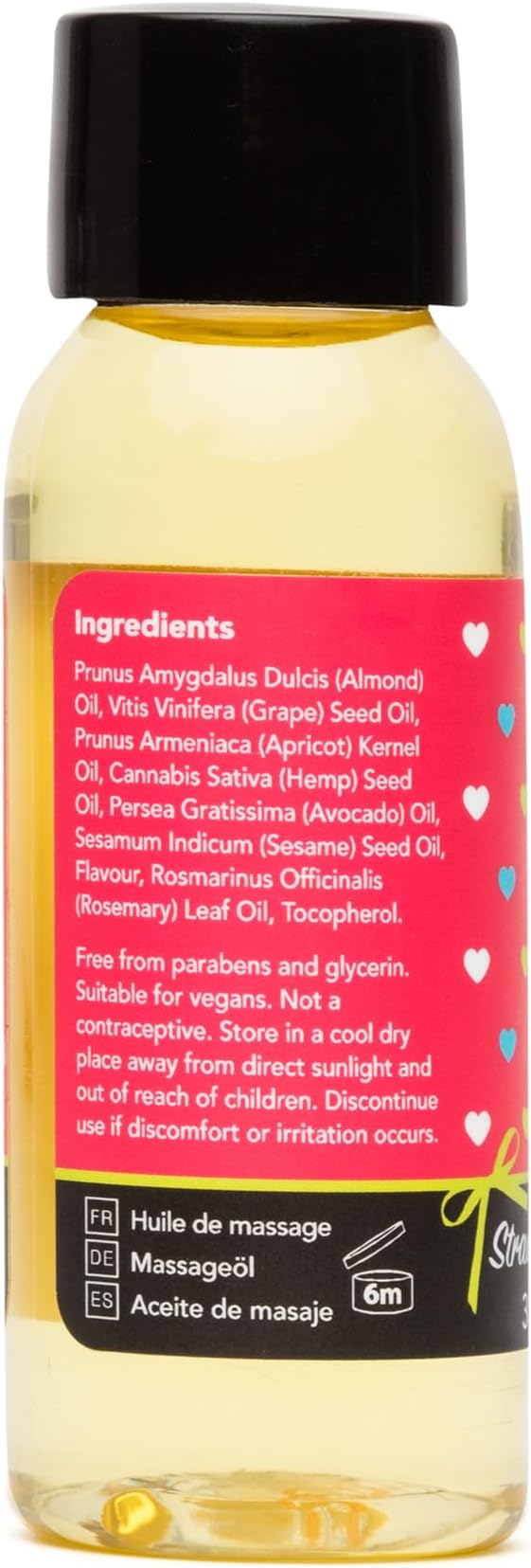 Lovehoney Strawberry Massage Oil - Infused with Essential Oils - Vegetarian Friendly - 1oz